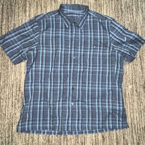 Unbranded Mens Size XL Button‎ Front Shirt Blue Black Plaid Short Sleeve
